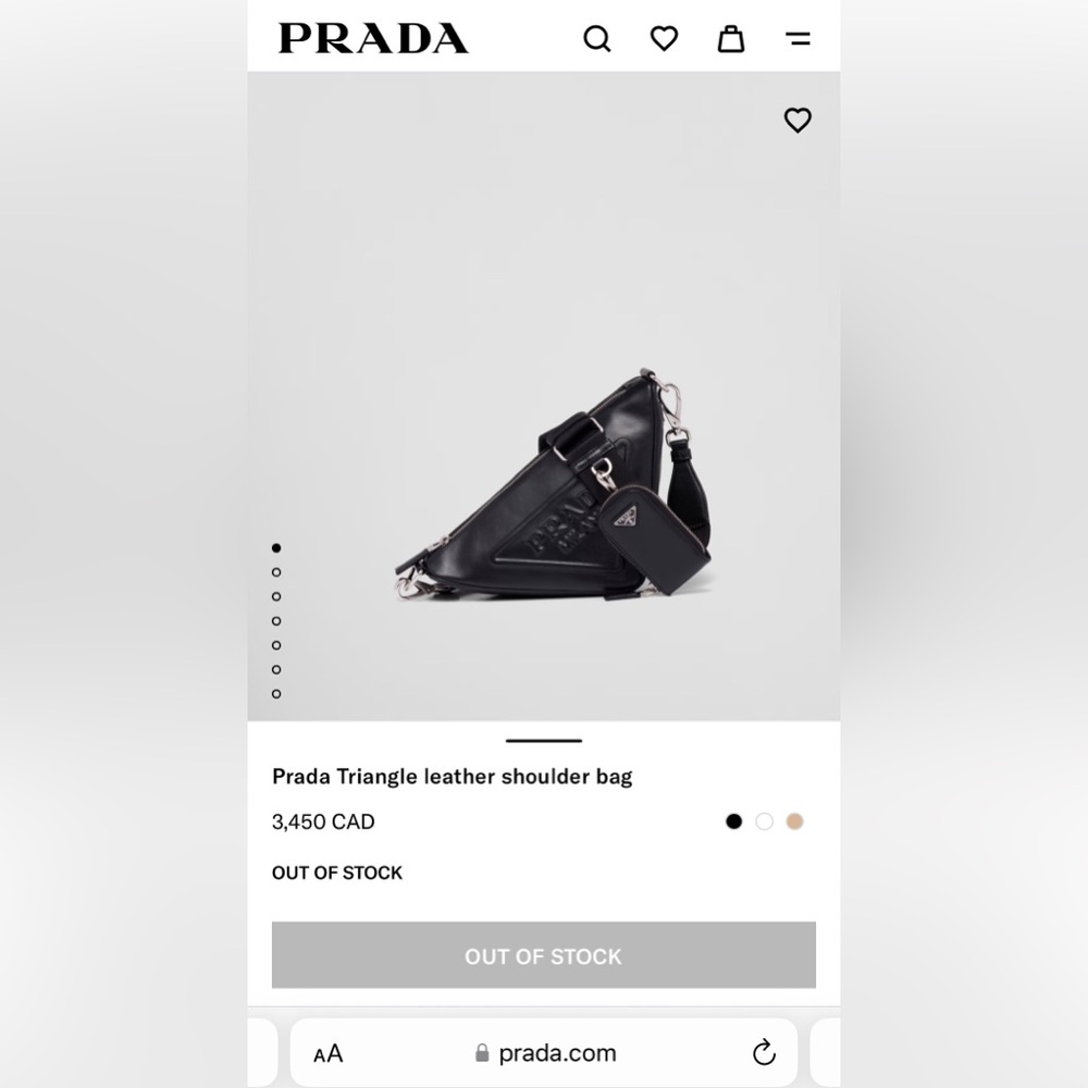 Prada Triangle leather shoulder bag (Grace Lux) authentic.